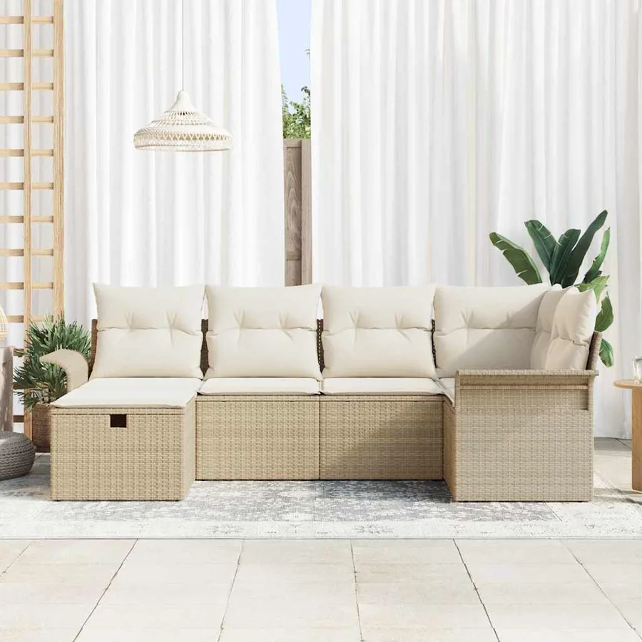 Ensemble de canapé de jardin avec coussin 6 pcs Poly rotin - 3