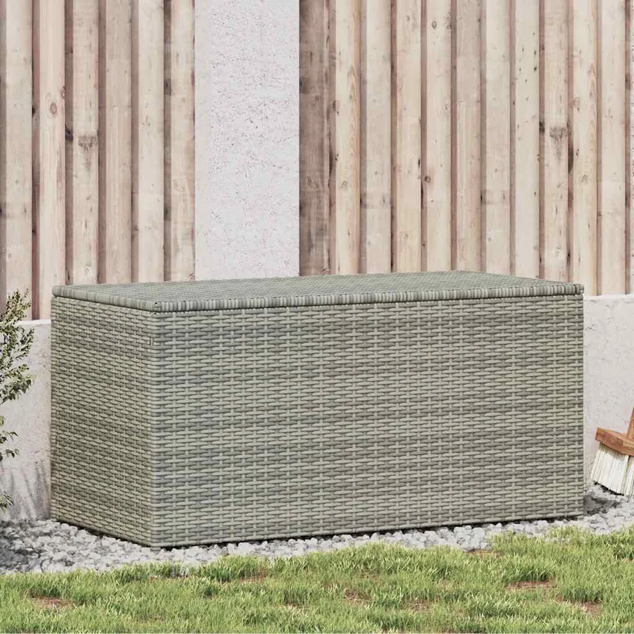 Boîte de rangement de jardin résine tressée 100x50x50 cm gris