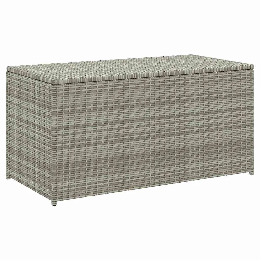 Boîte de rangement de jardin résine tressée 100x50x50 cm gris - 2
