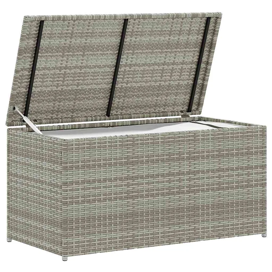 Boîte de rangement de jardin résine tressée 100x50x50 cm gris - 3
