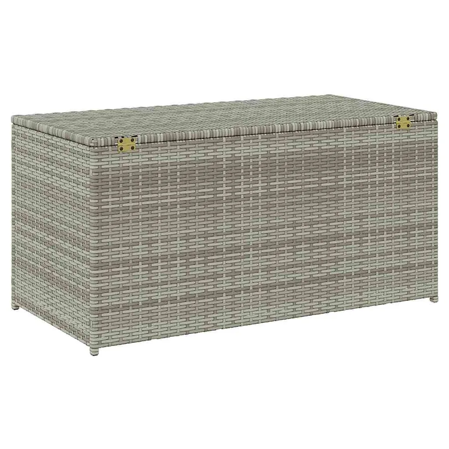 Boîte de rangement de jardin résine tressée 100x50x50 cm gris - 6