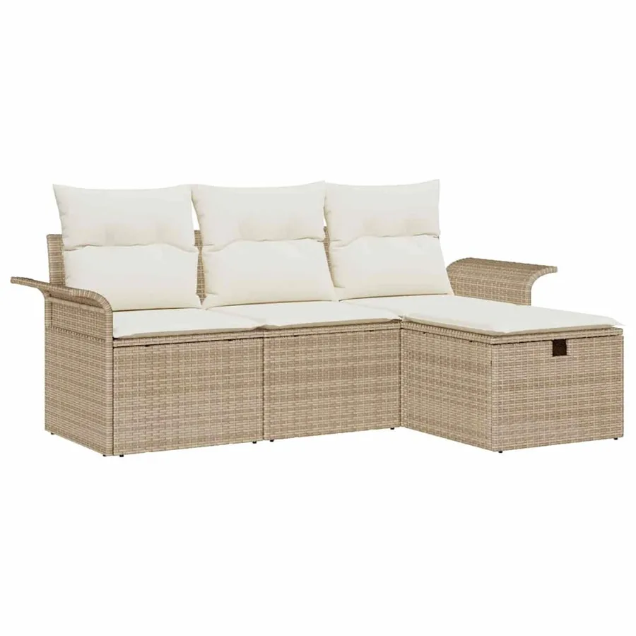 Ensemble de canapé de jardin 4 pcs Beige Poly rotin - 2