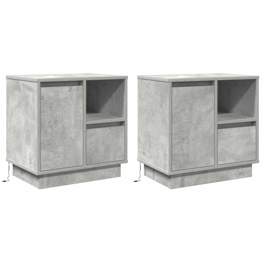 Cabinet de chevet 2 pcs Gris béton 50 x 34,5 x 50 cm.