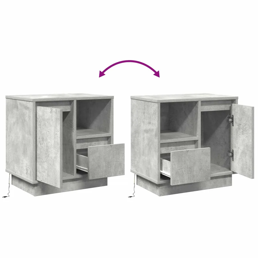 Cabinet de chevet 2 pcs Gris béton 50 x 34,5 x 50 cm. - 7