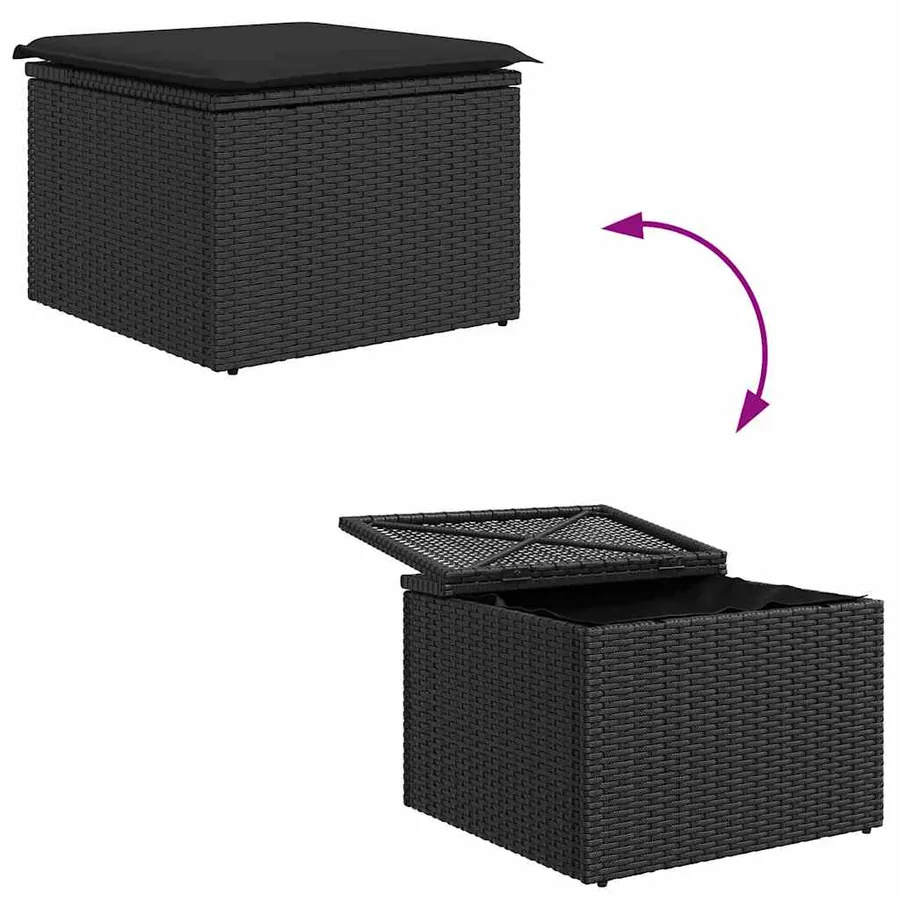 Ensemble de canapé de jardin 6 pcs Noir Poly rotin - 14