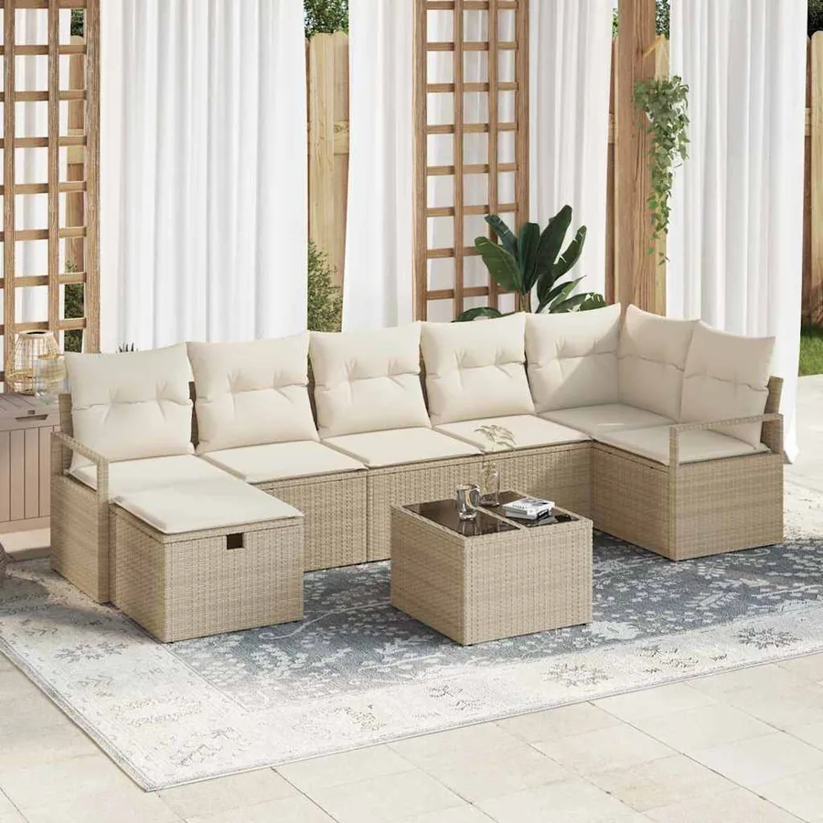 Ensemble de Canapés avec coussin 4 pcs polyrotin