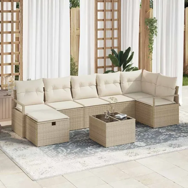 Ensemble de Canapés avec coussin 4 pcs polyrotin