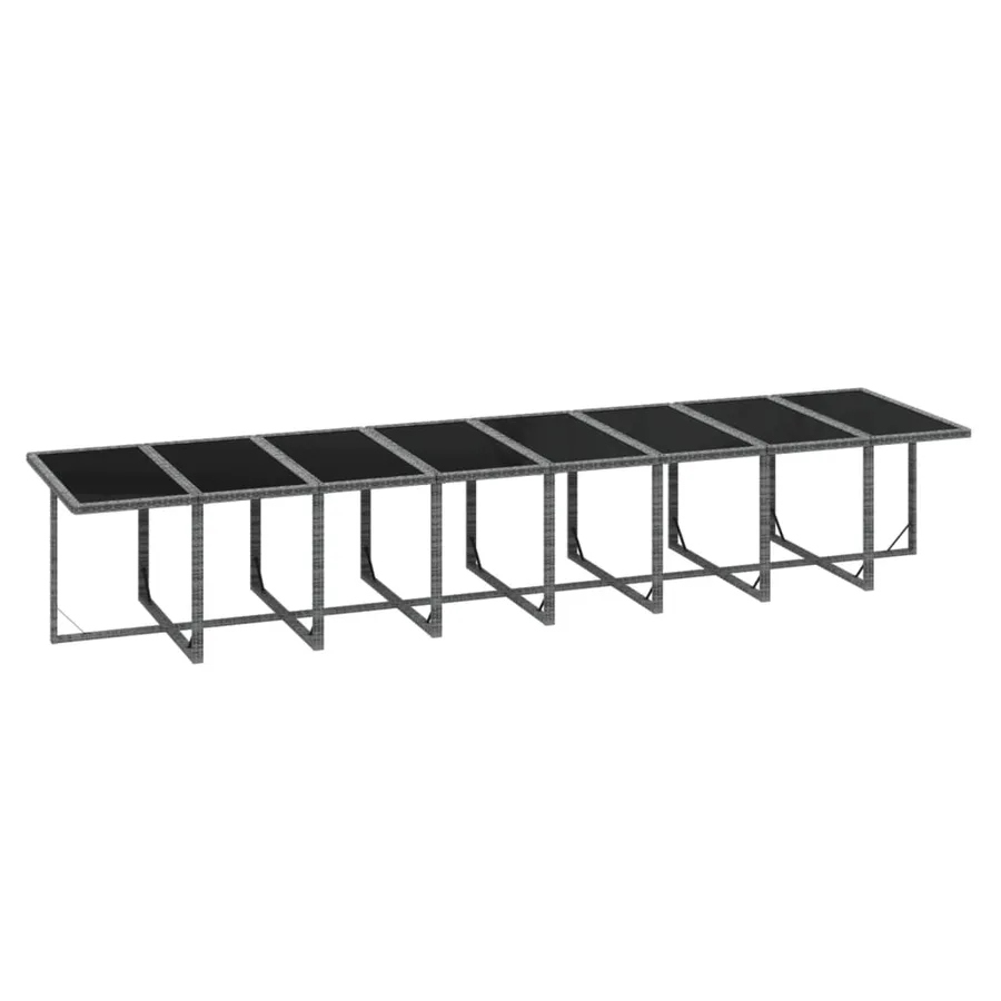 Ensemble à manger de jardin coussins 21 pcs Gris Résine tressée - 10