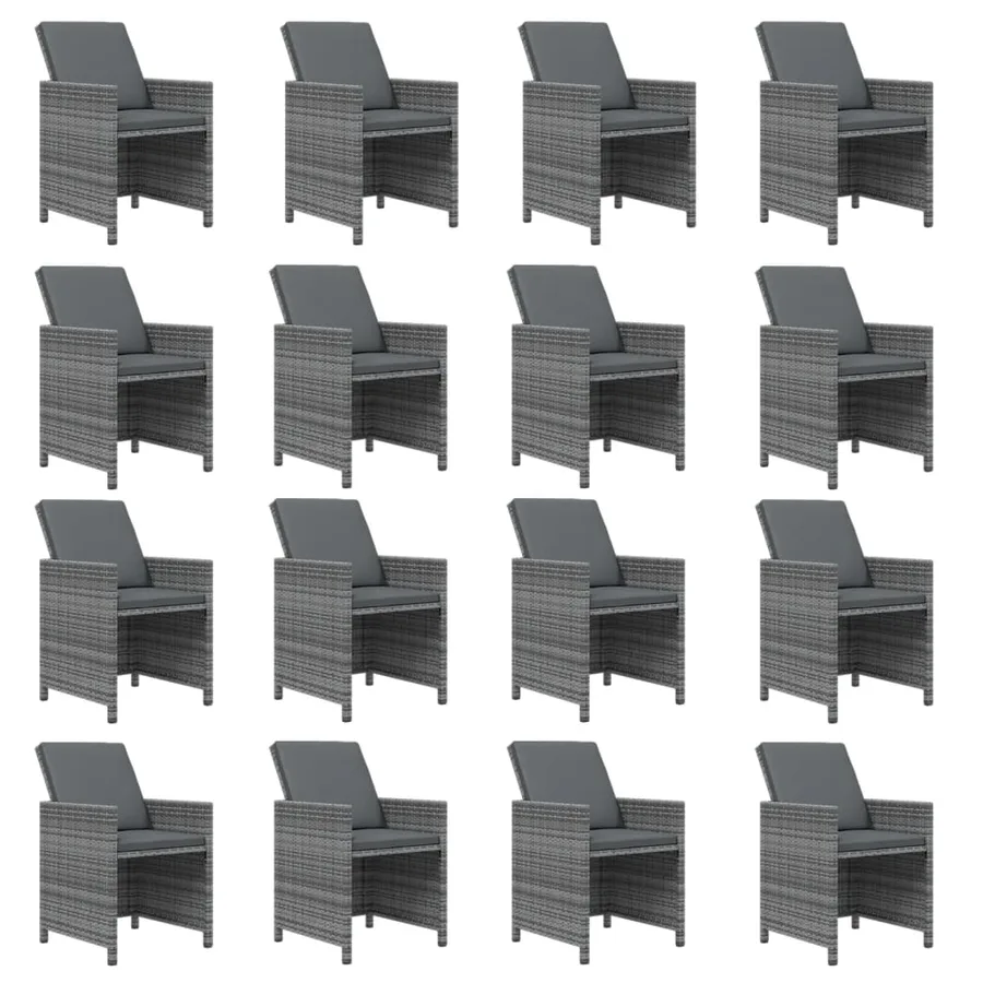 Ensemble à manger de jardin coussins 21 pcs Gris Résine tressée - 4
