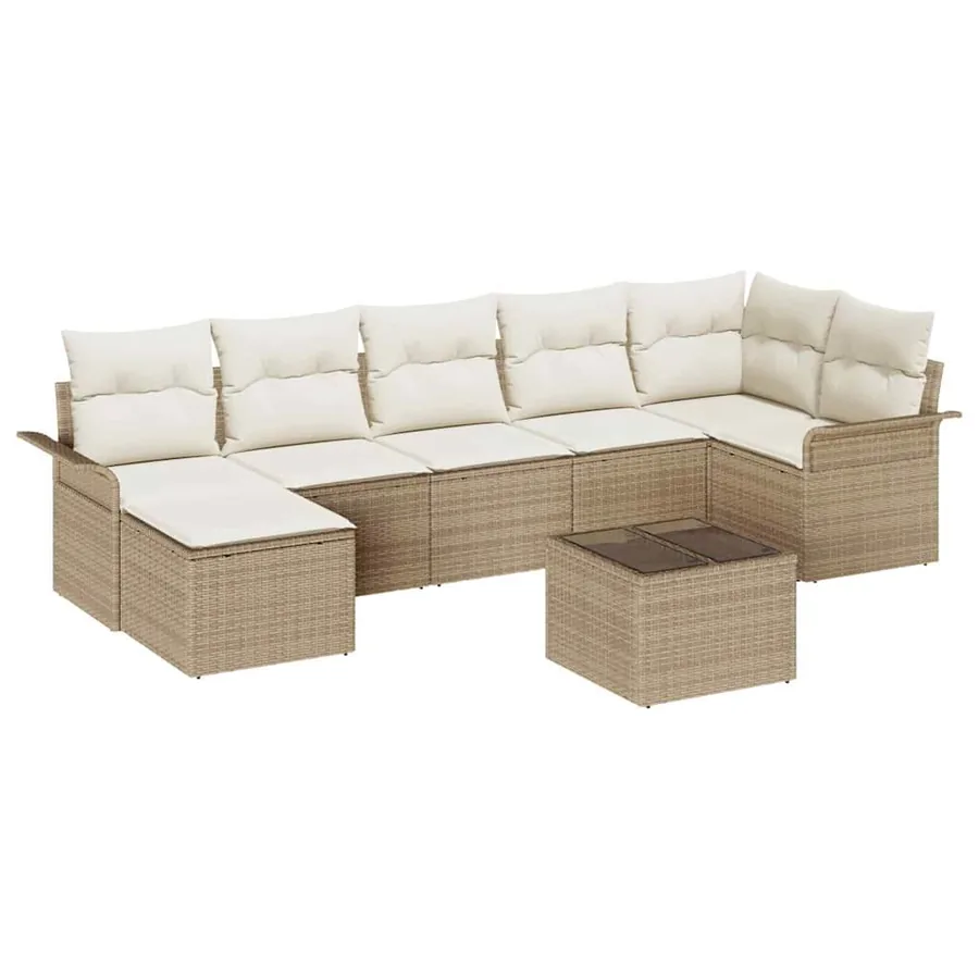 Ensemble de canapé de jardin 8 pcs Beige Poly rotin - 2
