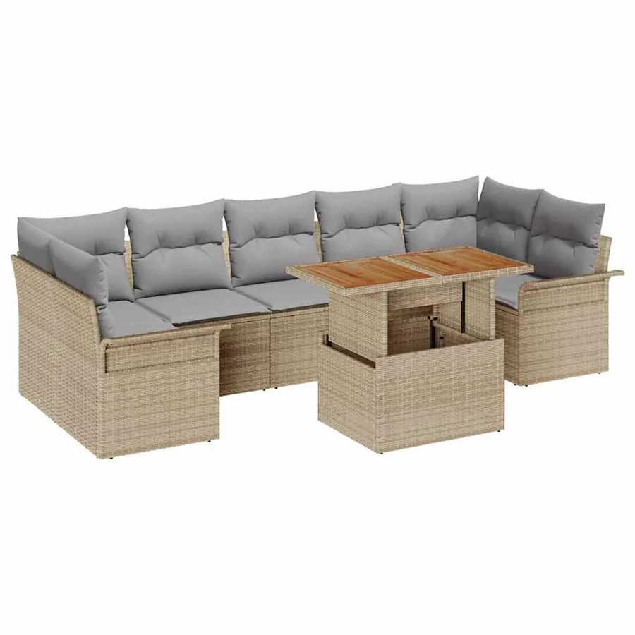 Ensemble de canapé de jardin 8 pcs beige et gris clair - 2