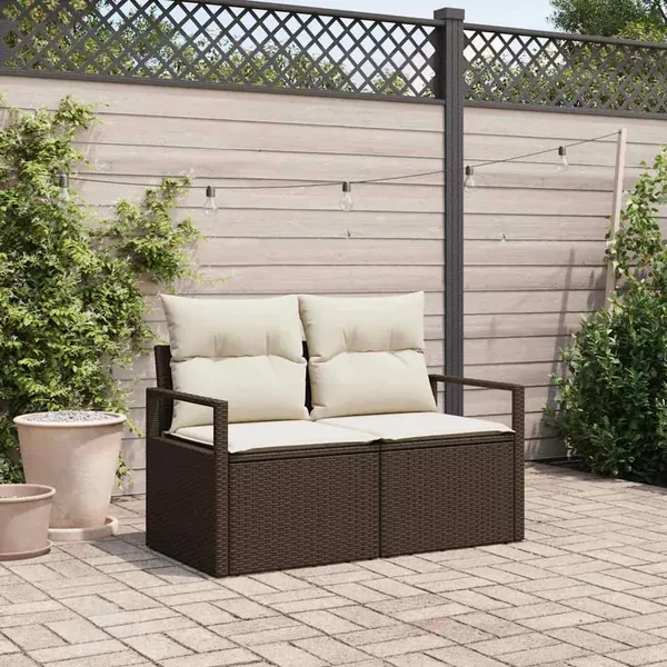 Canapé de jardin avec coussin 120 x 62 x 69 cm polyrotin