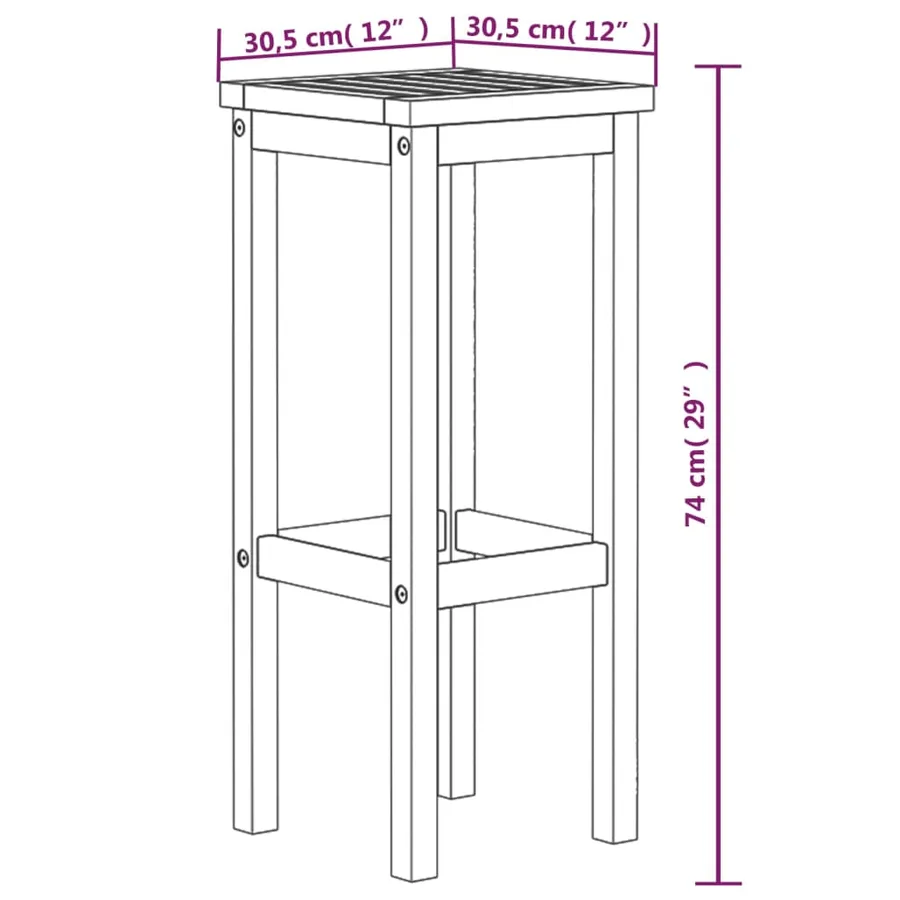 Tabourets de bar lot de 4 bois massif d'acacia - 5