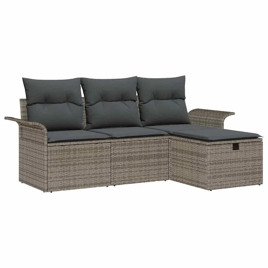 Ensemble de canapé de jardin avec coussin 4 pcs Poly rotin - 2