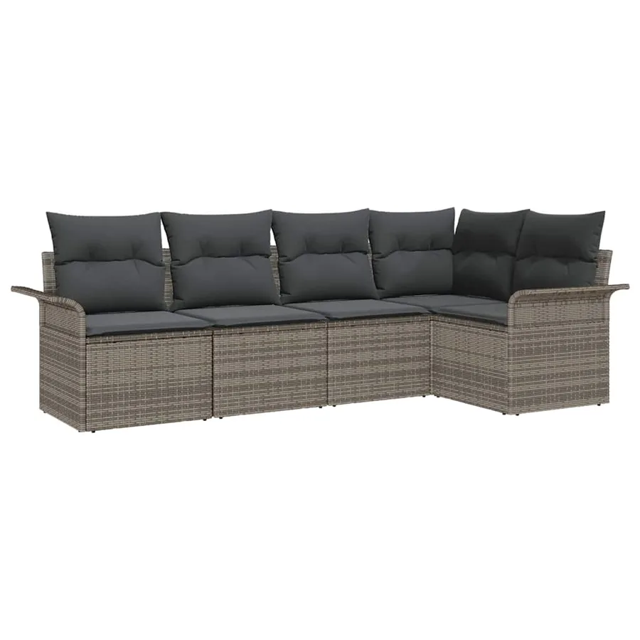 Ensemble de canapé de jardin avec stockage 5 pcs Gris polyrotin - 2