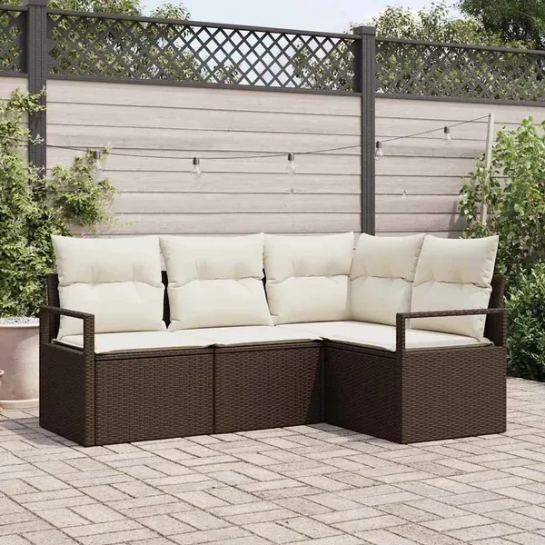 Ensemble de Canapés 4 pcs Marron et Crème polyrotin