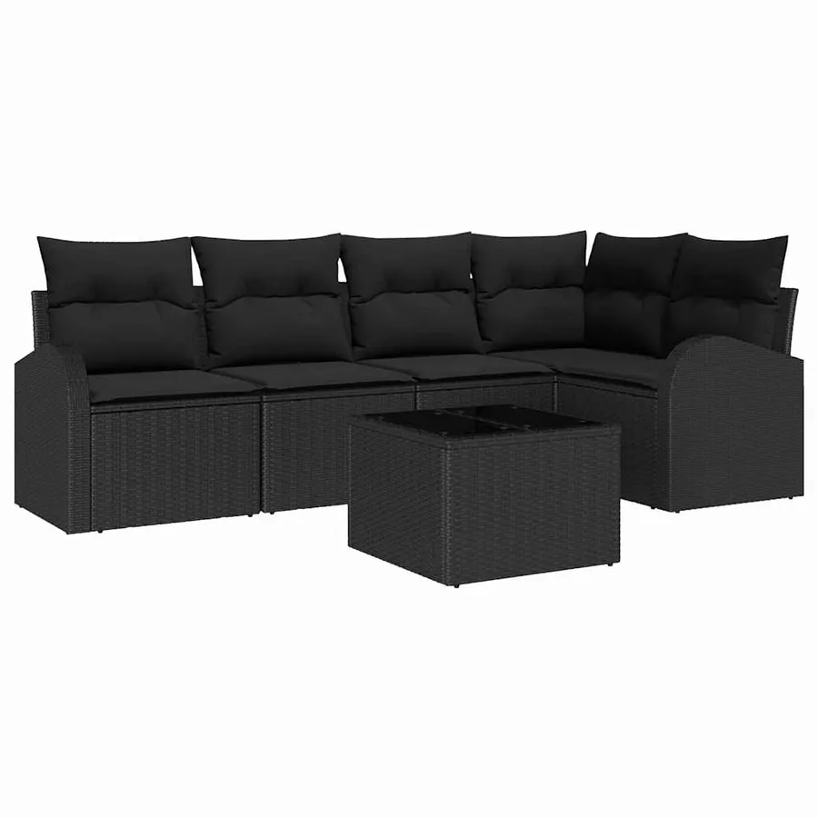 Ensemble de Canapés avec coussin Noir Polyester - 2