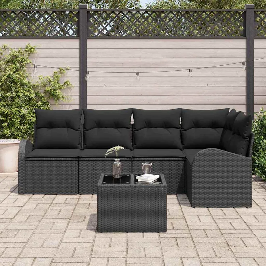 Ensemble de Canapés avec coussin Noir Polyester - 3