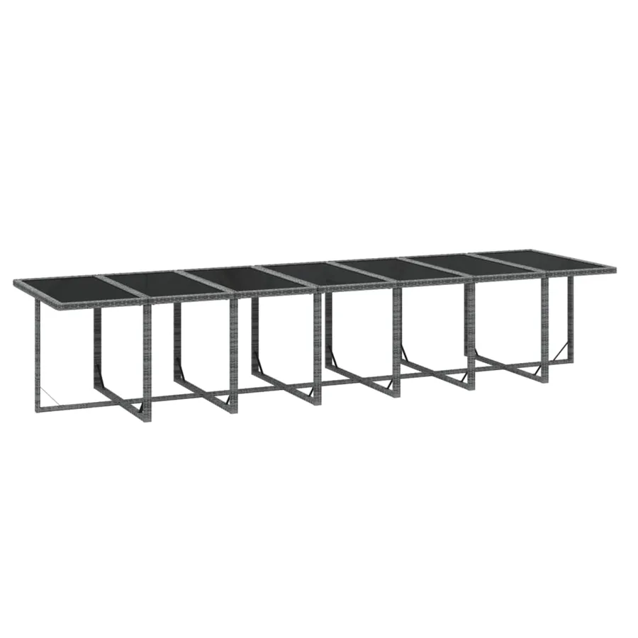 Ensemble à manger de jardin coussins 15 pcs Résine tressée Gris - 7
