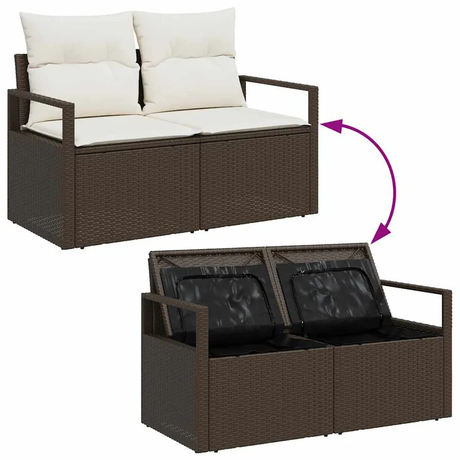 Ensemble de canapé de jardin 7 pcs Marron Poly rotin - 11