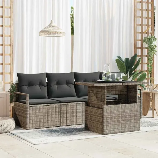 Ensemble de canapé de jardin 5 pcs Gris Poly rotin