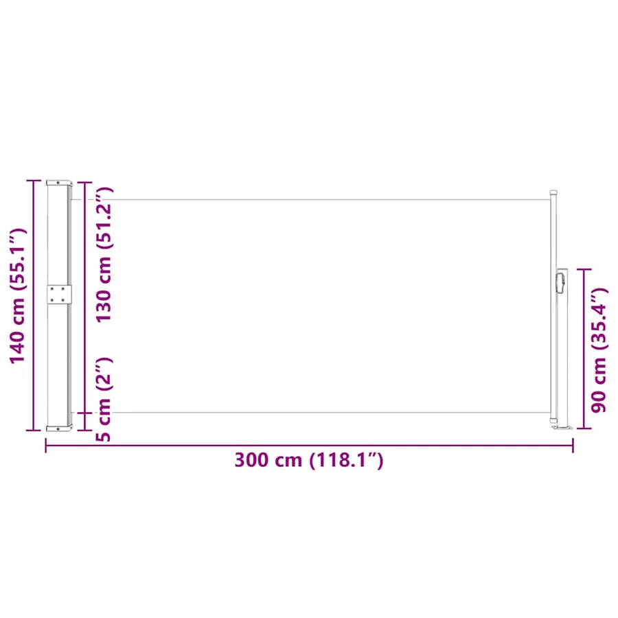 Auvent latéral rétractable 140 x 300 cm Gris - 12