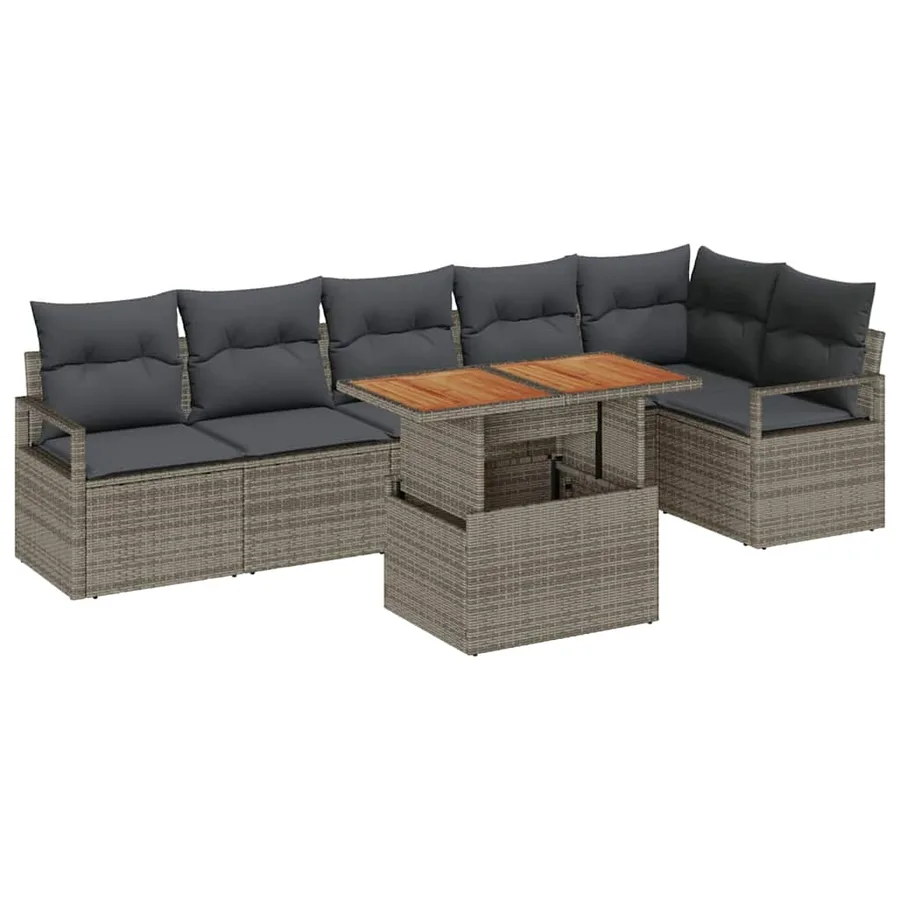 Ensemble de canapé de jardin 7 pcs Gris Poly rotin - 2