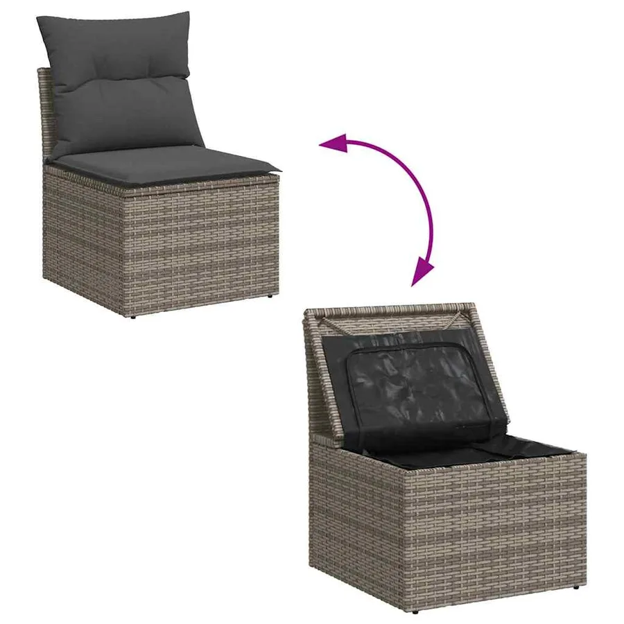 Ensemble de canapé de jardin 6 pcs Gris polyrotin - 12