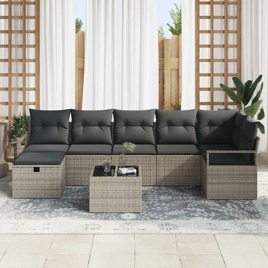 Ensemble de Canapés avec coussin 4 pcs polyrotin - 3
