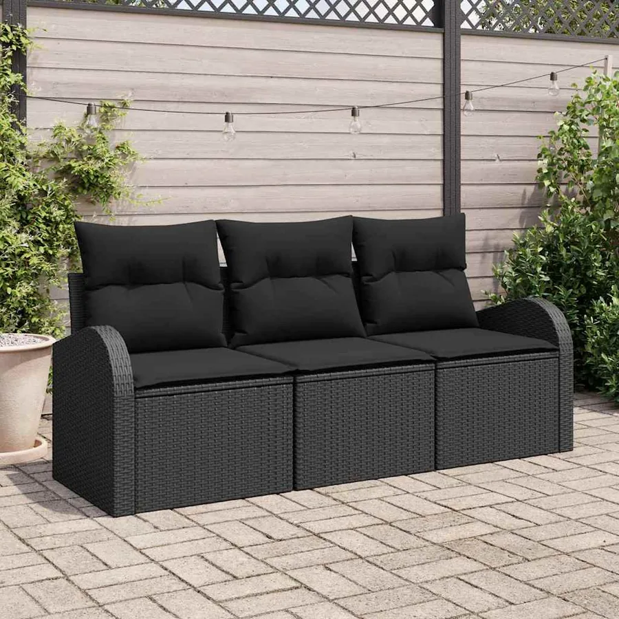 Ensemble de canapé de jardin Noir polyrotin