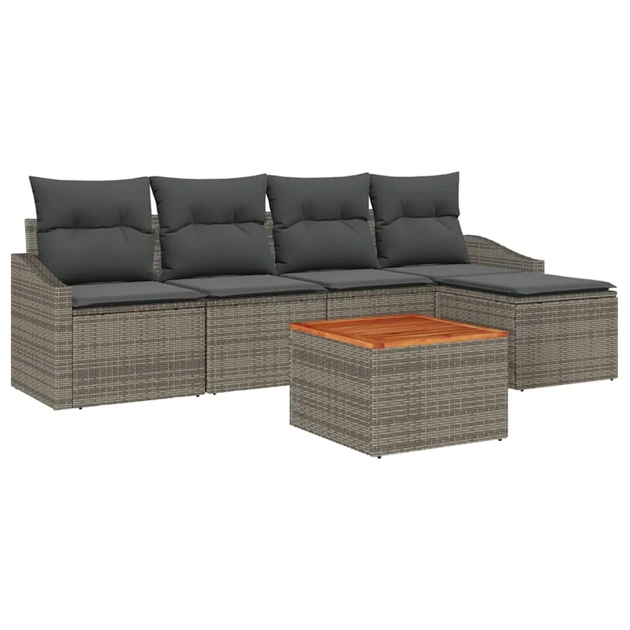 Ensemble de canapé de jardin avec stockage 6 pcs Gris polyrotin - 2