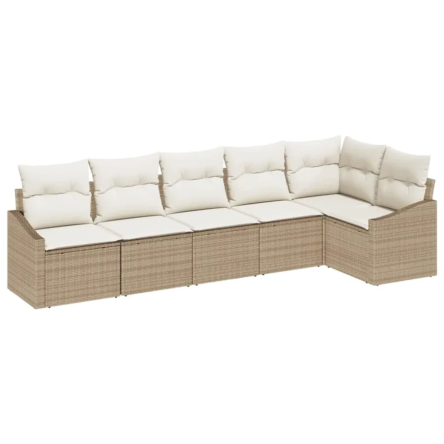 Ensemble de Canapés avec coussin 6 pcs Beige polyrotin - 2