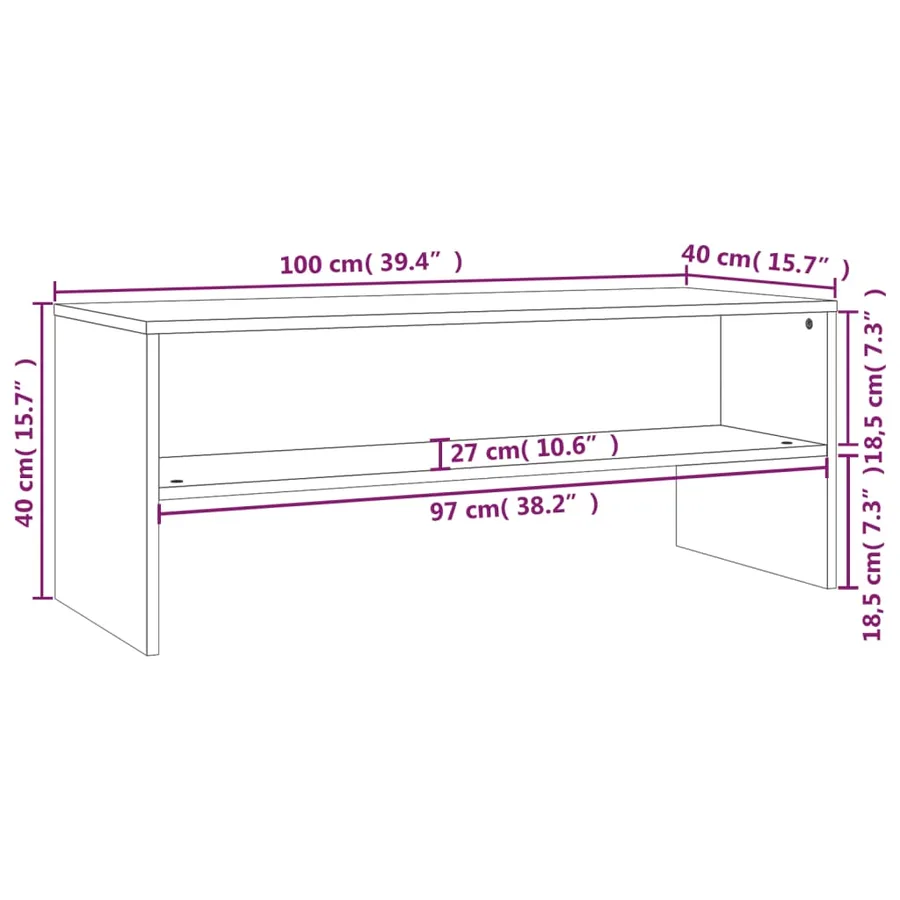 Meuble TV Blanc 100x40x40 cm Bois d’ingénierie - 6