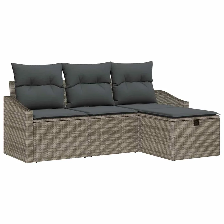 Ensemble de Canapés avec coussin 4 pcs polyrotin - 2