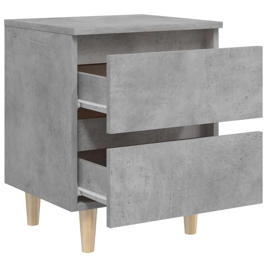 Table de chevet avec pieds en pin gris béton 40x35x50 cm - 5