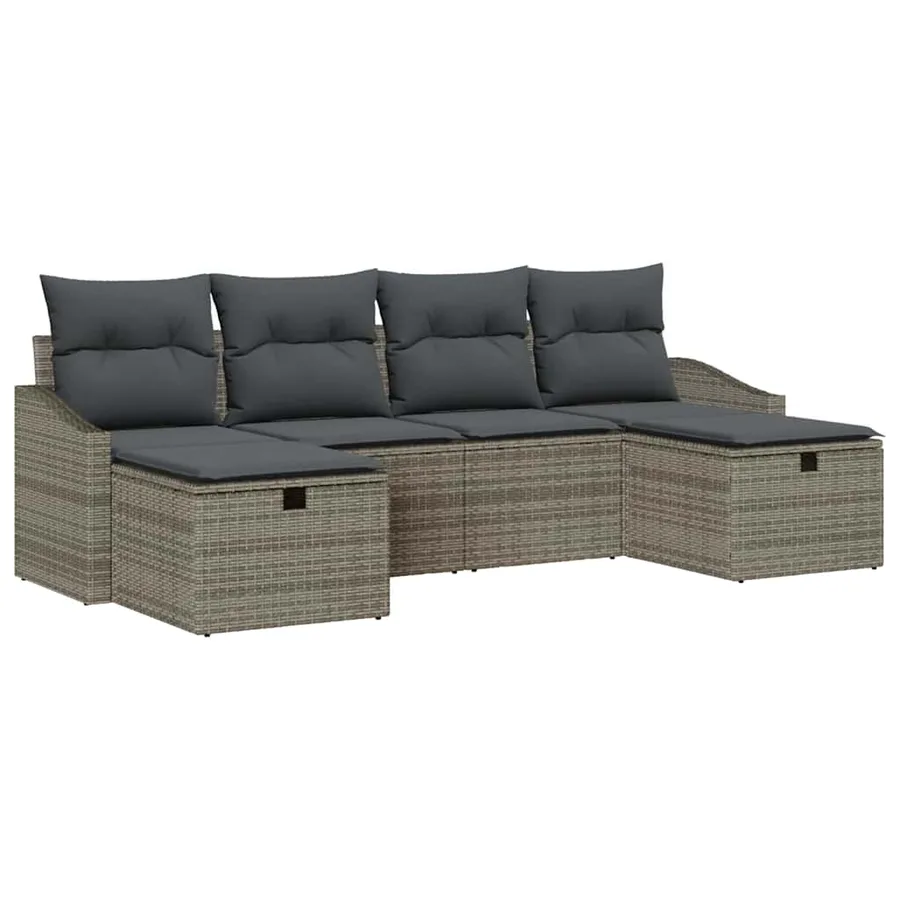Ensemble de Canapés avec coussin 6 pcs polyrotin - 2