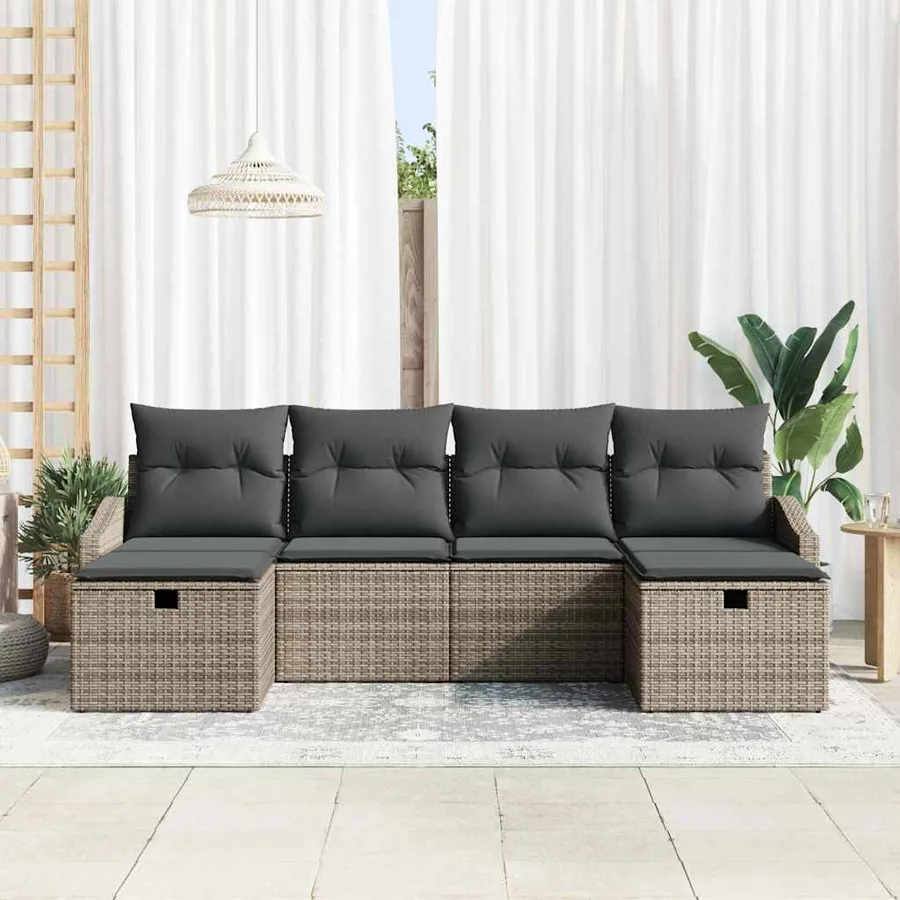 Ensemble de Canapés avec coussin 6 pcs polyrotin - 3