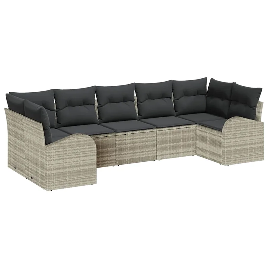 Ensemble de canapé de jardin 7 pcs Gris clair polyrotin - 2