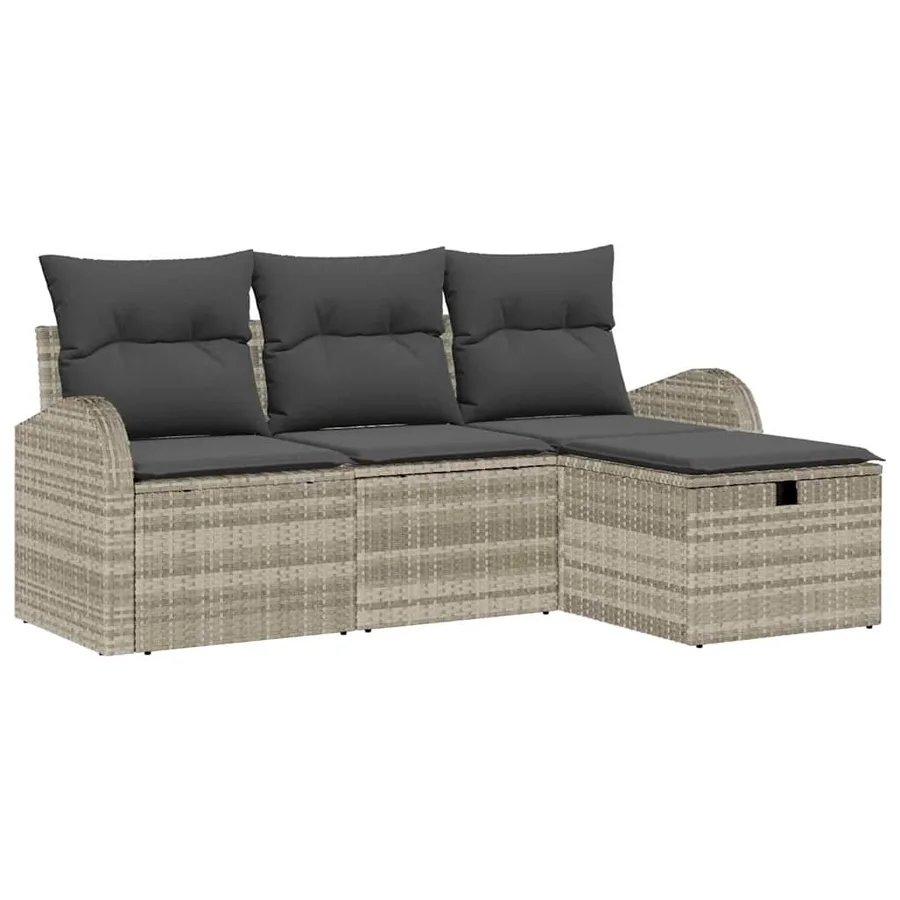 Ensemble de canapé de jardin 4 pcs Gris clair Poly rotin - 2
