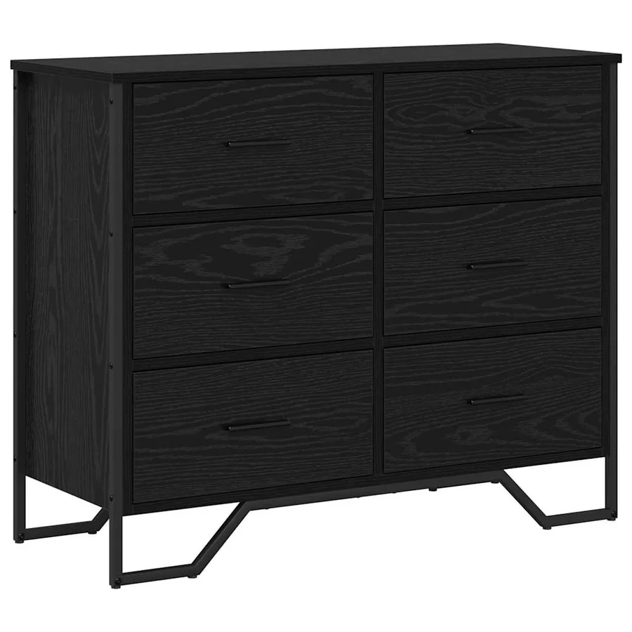 Commode 6-Tiroir Chêne noir 91 x 35,5 x 74,5 cm - 2