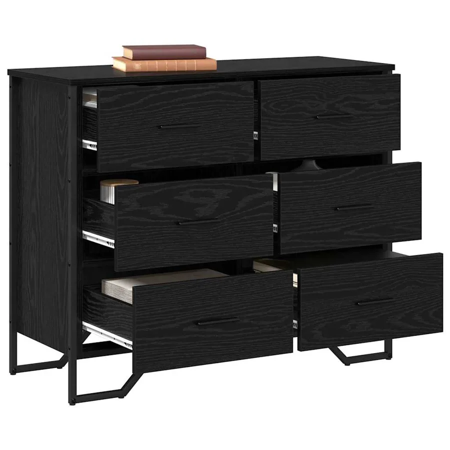 Commode 6-Tiroir Chêne noir 91 x 35,5 x 74,5 cm - 3