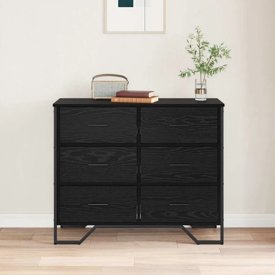 Commode 6-Tiroir Chêne noir 91 x 35,5 x 74,5 cm - 4