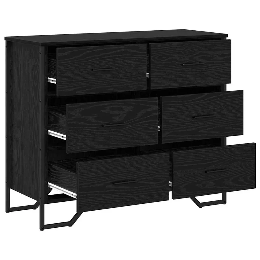 Commode 6-Tiroir Chêne noir 91 x 35,5 x 74,5 cm - 5