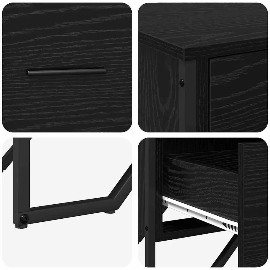 Commode 6-Tiroir Chêne noir 91 x 35,5 x 74,5 cm - 9