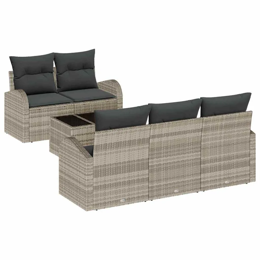 Ensemble de canapé de jardin 6 pcs Gris clair et gris foncé - 2
