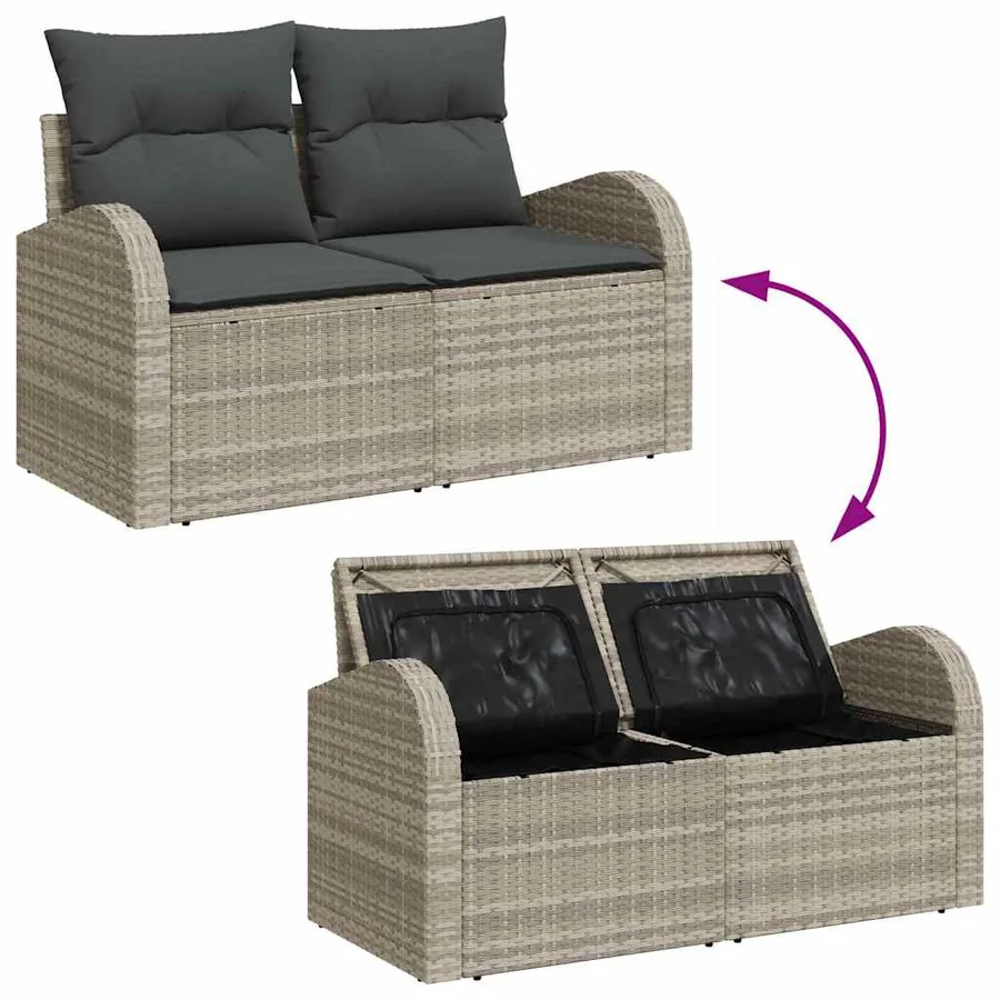 Ensemble de Canapés avec coussin 6 pcs Gris clair polyrotin - 11