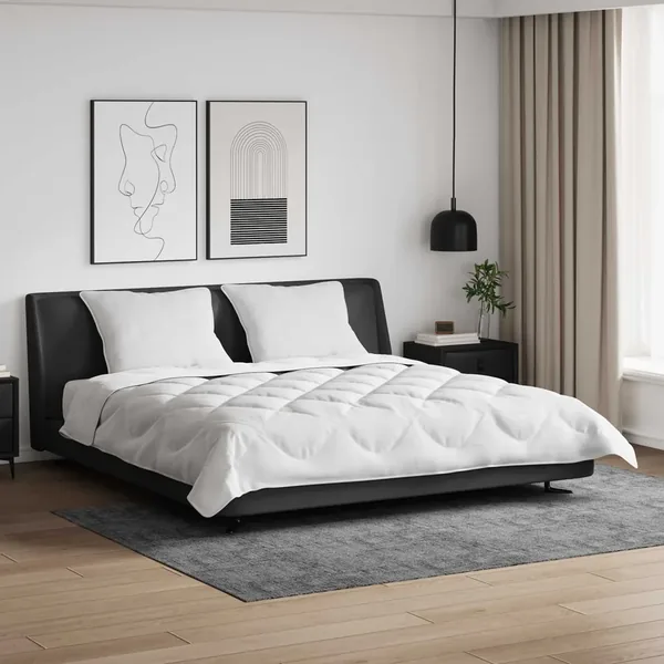 Ensemble de Duvet 3 pcs Blanc Microfibre et Plumes D'oie