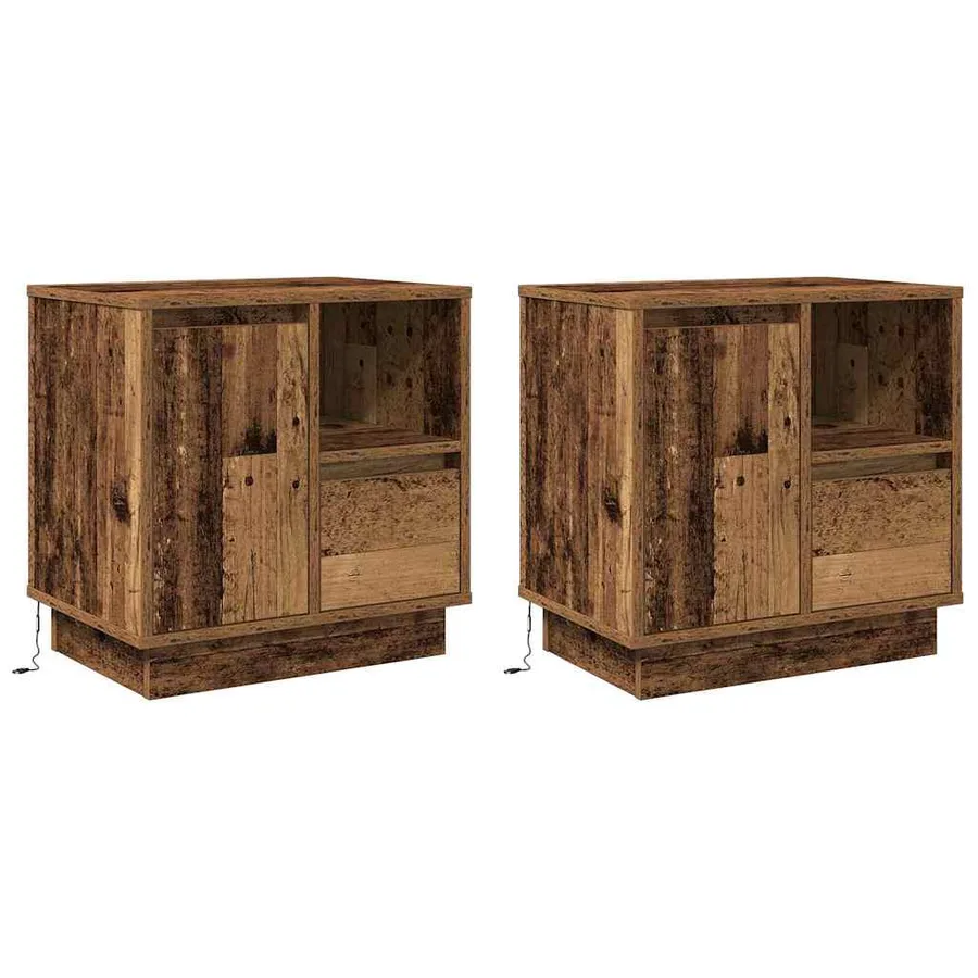 Cabinet de chevet 2 pcs Bois ancien 50 x 34,5 x 50 cm. - 2