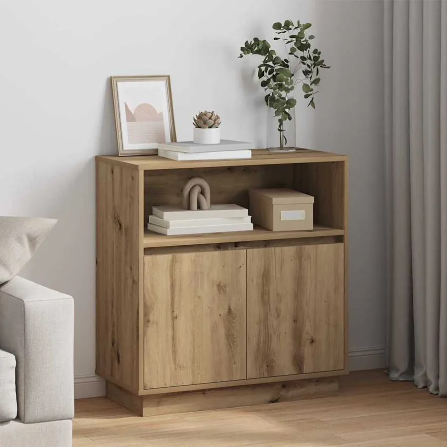 Buffet LED Chêne artisanal 71 x 34,5 x 75 cm Bois d'ingénierie