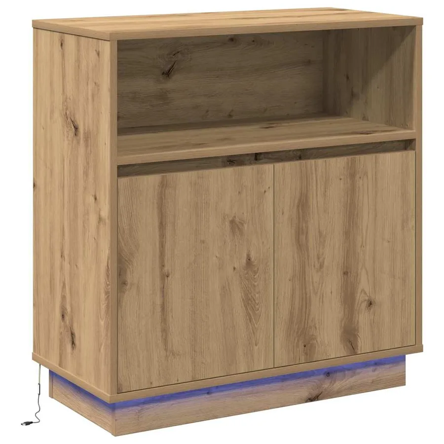 Buffet LED Chêne artisanal 71 x 34,5 x 75 cm Bois d'ingénierie - 2